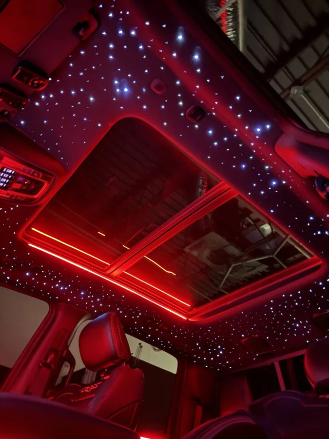 Starlight headliner & red ambient lighting by ShadeFX Customs