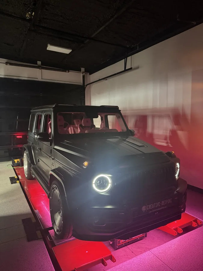 Red underglow on an off-road build by ShadeFX Customs